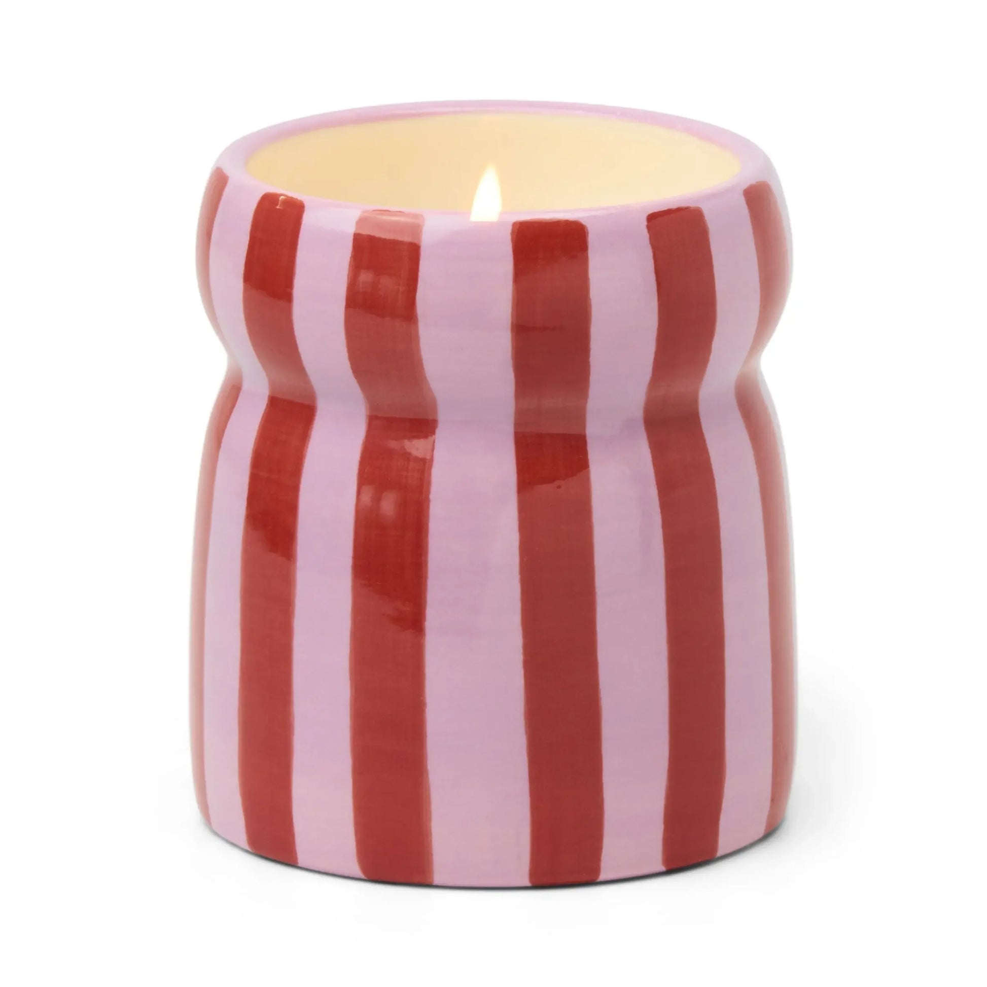 Paddywax Striped Cabana Candle with Lid - Pink Peppermint - Marcel’s Culinary Experience