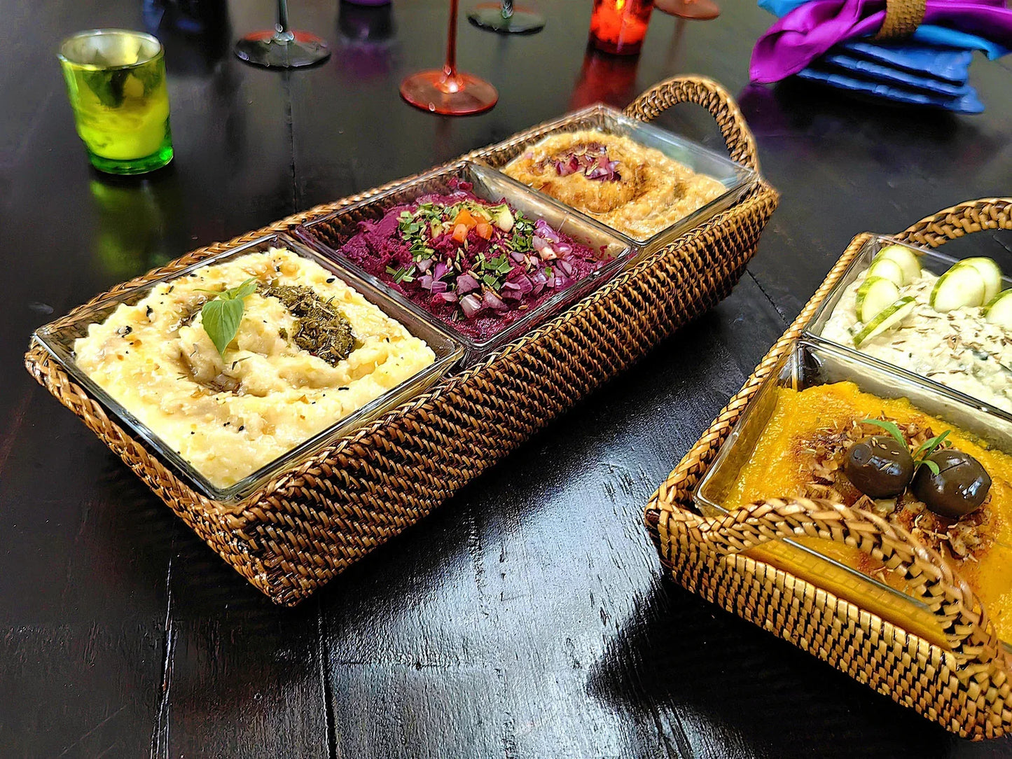 Sectional Server with 3 Glass Dishes