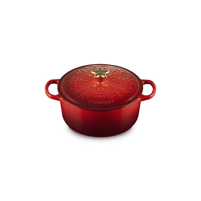 Le Creuset Noël Collection Holiday Tree Signature Round Dutch Oven with Gold Star Knob