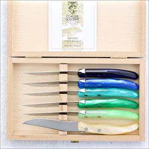 Claude Dozorme Panaché Bleu-Vert Steak Knife Set