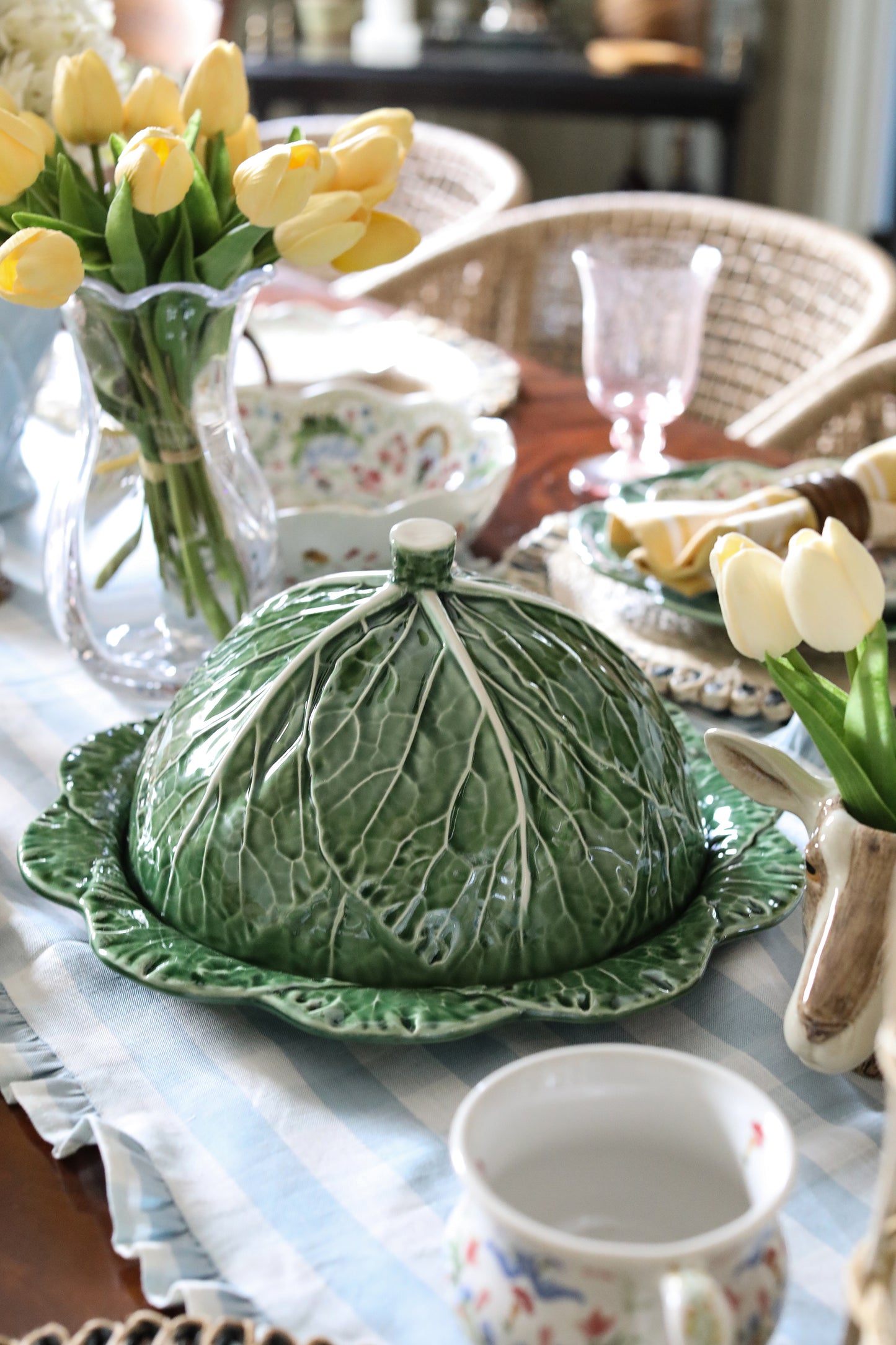 Bordallo Pinheiro Cabbage Cheese Tray with Lid - Portuguese Earthenware