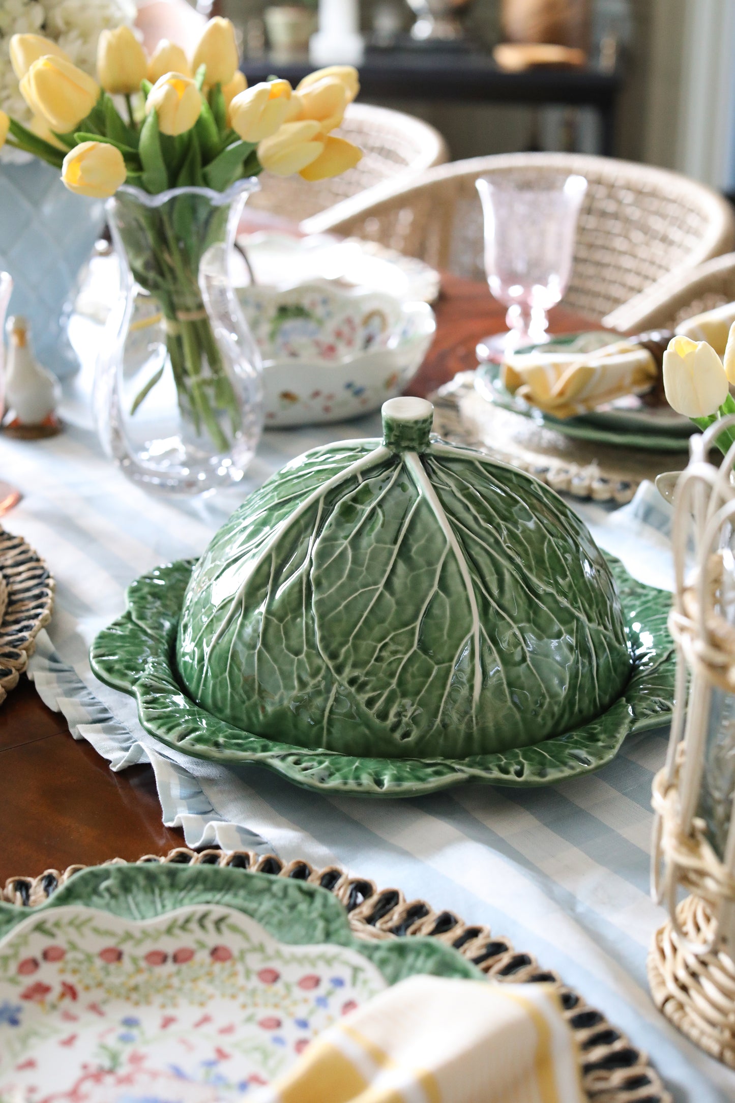 Bordallo Pinheiro Cabbage Cheese Tray with Lid - Portuguese Earthenware