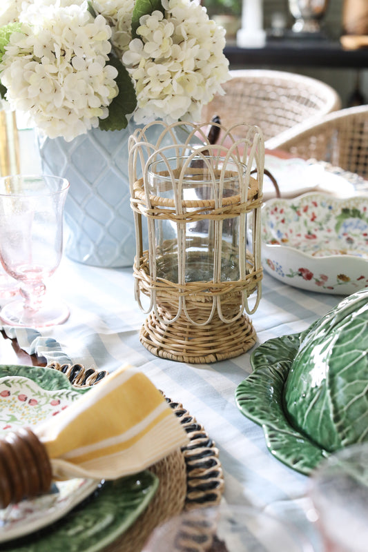 Juliska Rattan Whitewash Hurricane Medium 8.5"