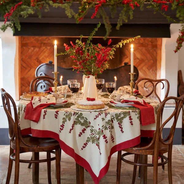 Couleur Nature Gooseberry Red & Green | French Tablecloth - Marcel’s Culinary Experience