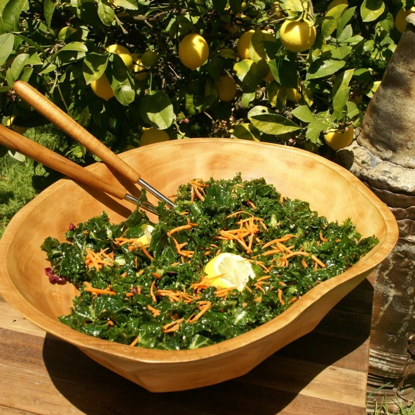 Kiln Mango Wood Curved Bowl Large - Marcel’s Culinary Experience