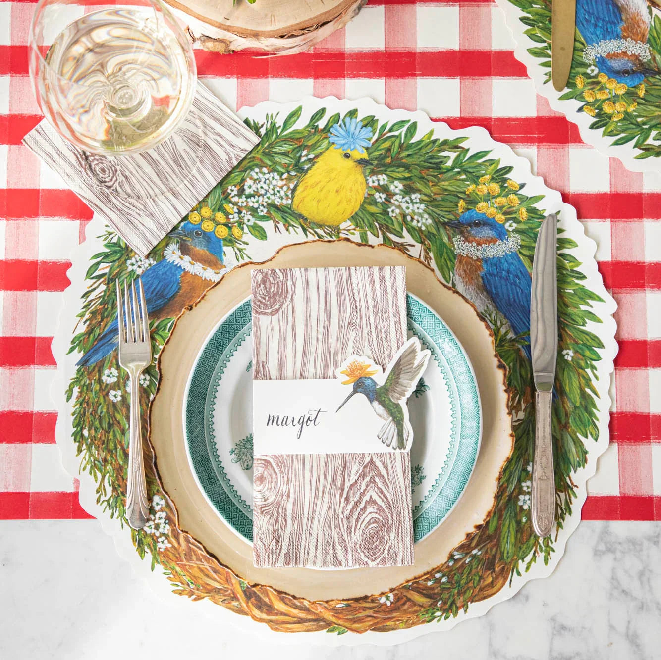 Hester & Cook Red Painted Check Runner