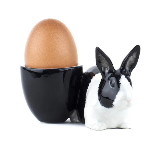 Quail Ceramics Dutch Rabbit Egg Cup, Black and White
