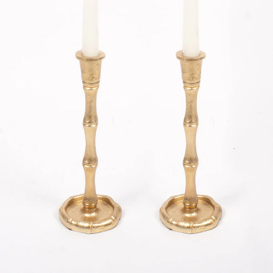 8 Oak Lane Gold Bamboo Candlestick - Small - Marcel’s Culinary Experience