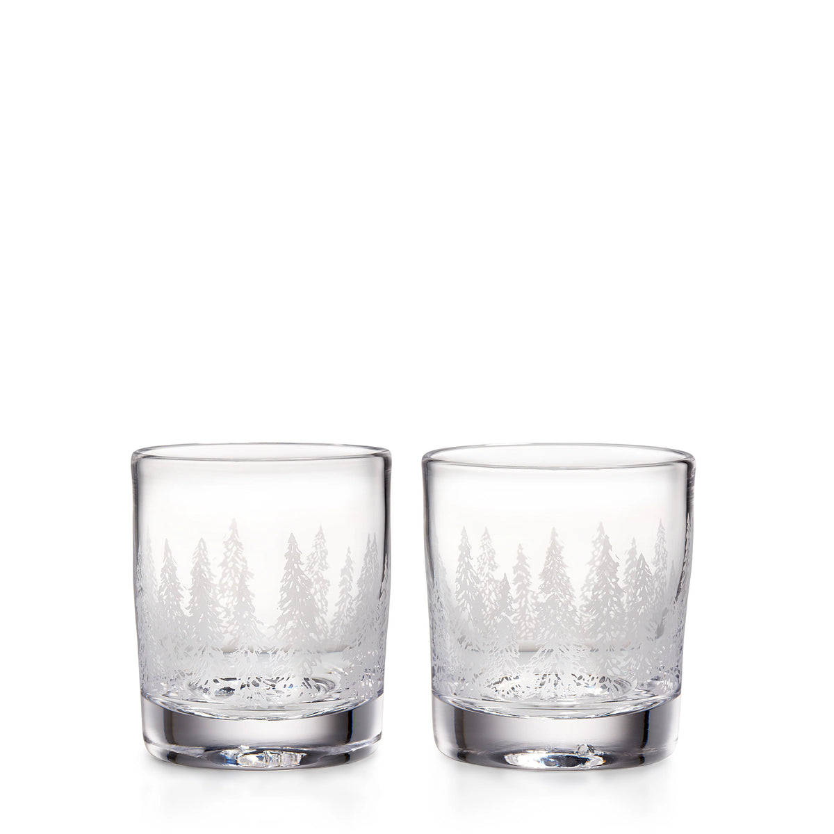 Simon Pearce Engraved Forest Ascutney Double Old-Fashioned Glasses - Set of 2