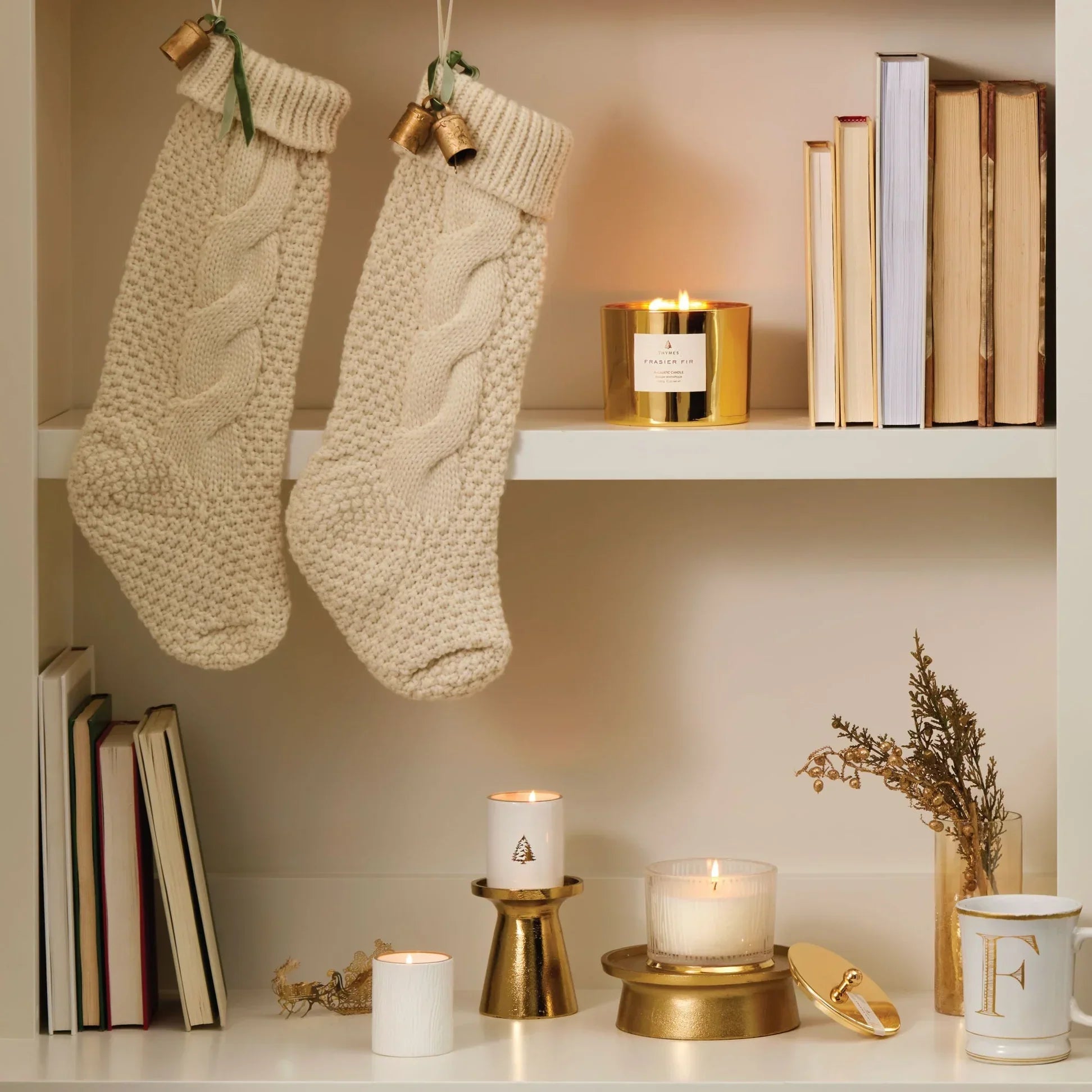 Thymes Frasier Fir Gilded Frosted Wood Grain Candle - 9 Oz - Marcel’s Culinary Experience