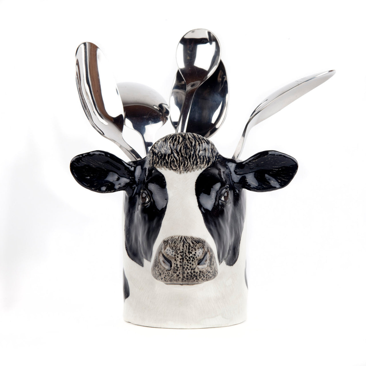 Quail Ceramics Friesian Cow Utensil Pot
