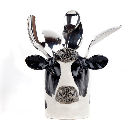 Quail Ceramics Friesian Cow Utensil Pot