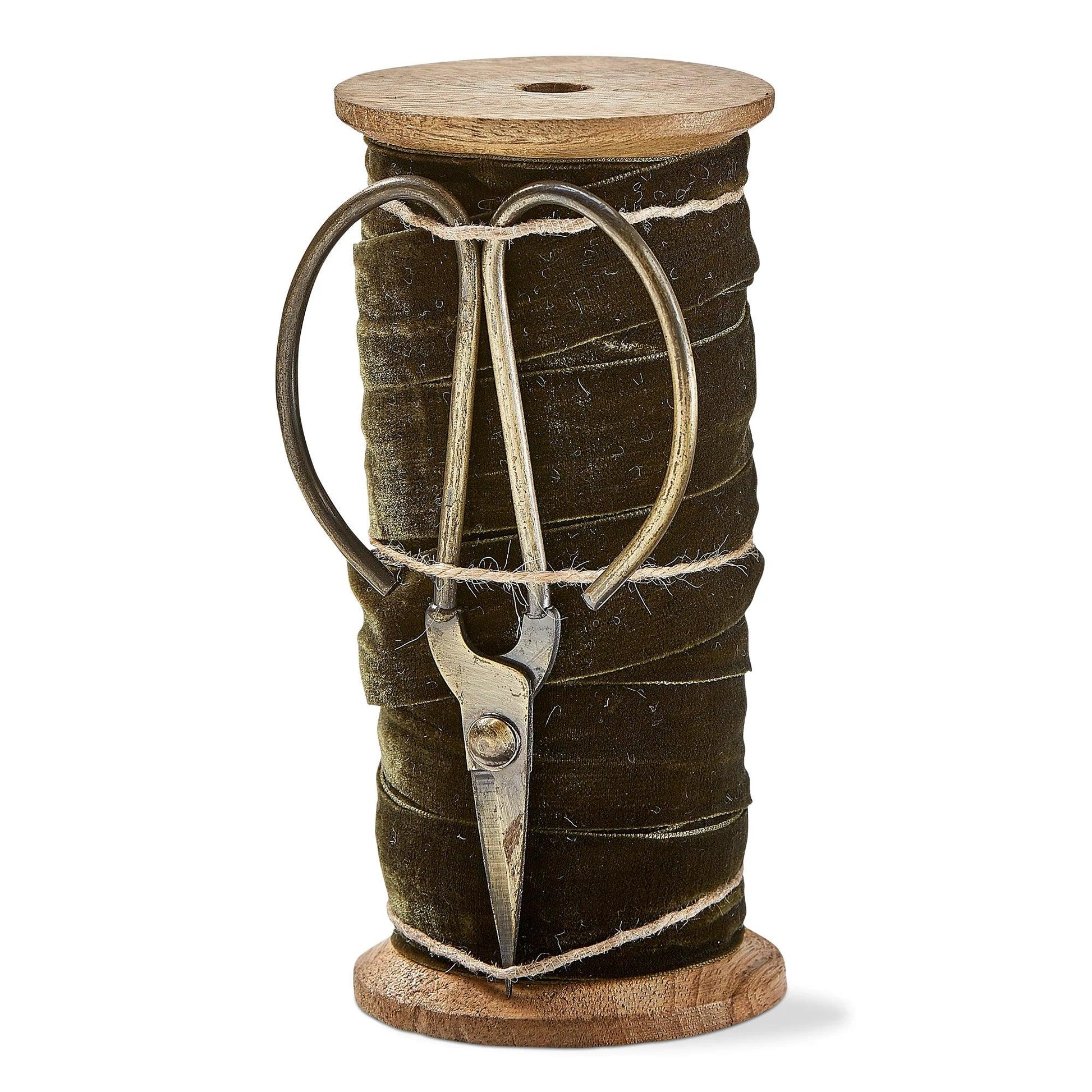 Velvet Ribbon With Scissor Spool - Dark Green - Marcel’s Culinary Experience