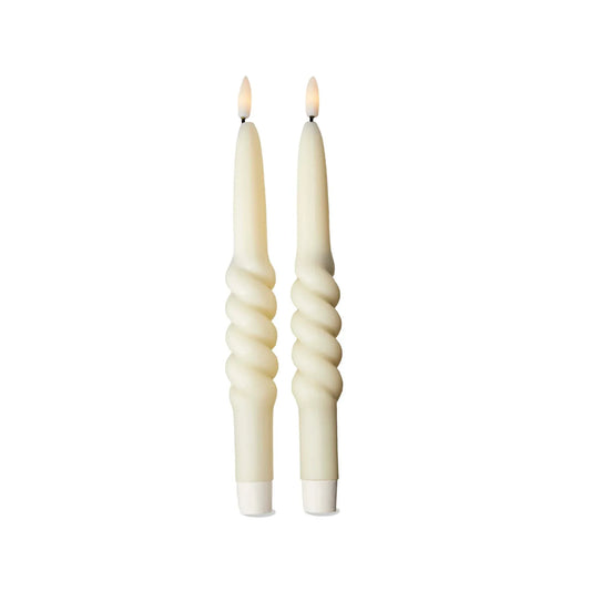 Twist Led Tapers Set Of 2 Ivory - Marcel’s Culinary Experience