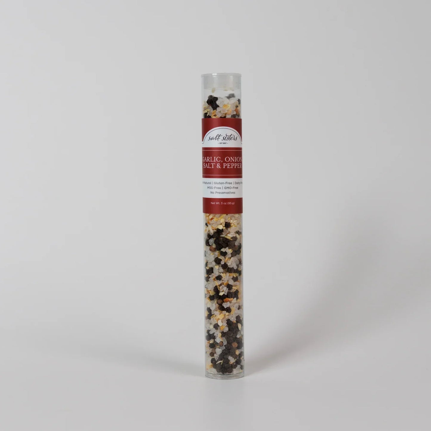 Salt Sisters Garlic Onion Salt & Pepper Blend Tube 3 oz - Marcel’s Culinary Experience