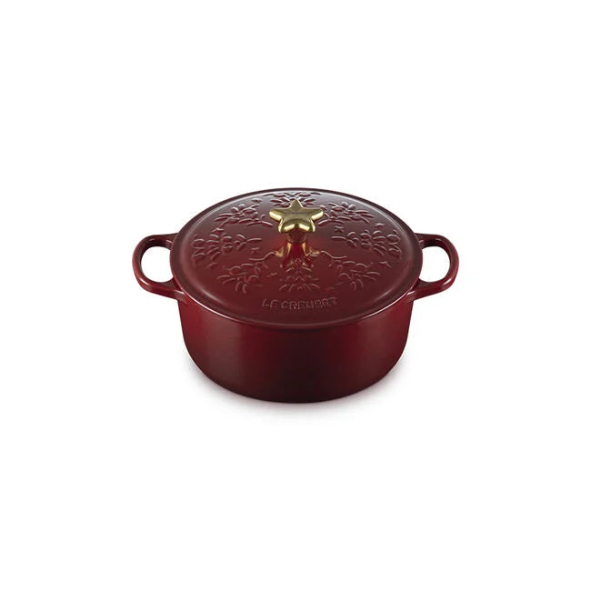 Le Creuset Noël Collection Holiday Tree Signature Round Dutch Oven with Gold Star Knob