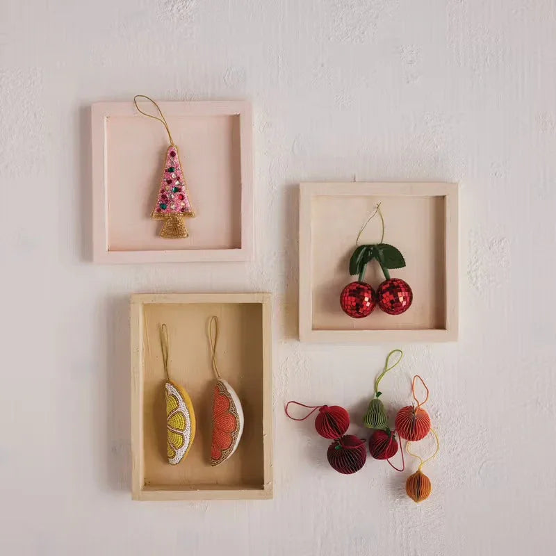 Glass Mosaic Cherries Ornament, Red & Green - Marcel’s Culinary Experience