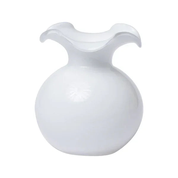 Hibiscus Glass White Small Fluted Vase - Marcel’s Culinary Experience