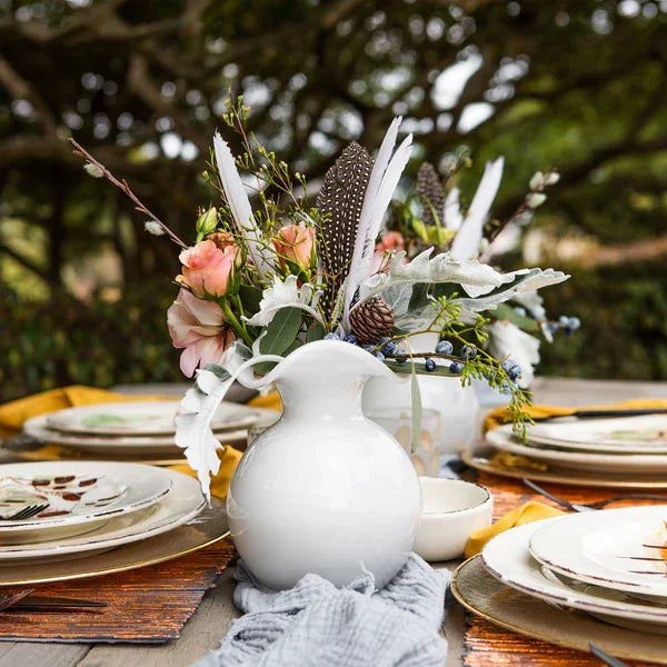 Hibiscus Glass White Small Fluted Vase - Marcel’s Culinary Experience