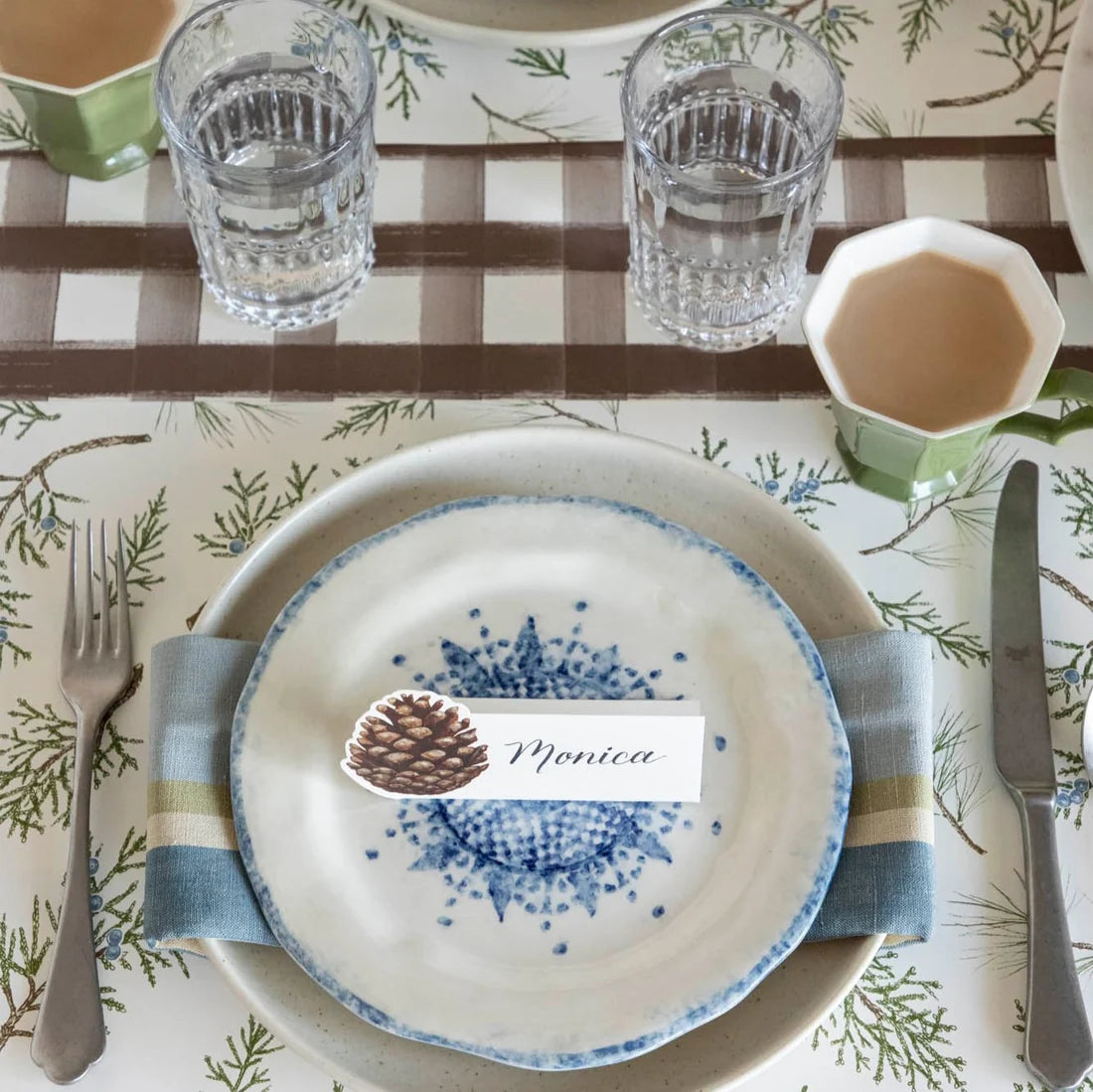 Hester & Cook Brown Painted Check Placemat