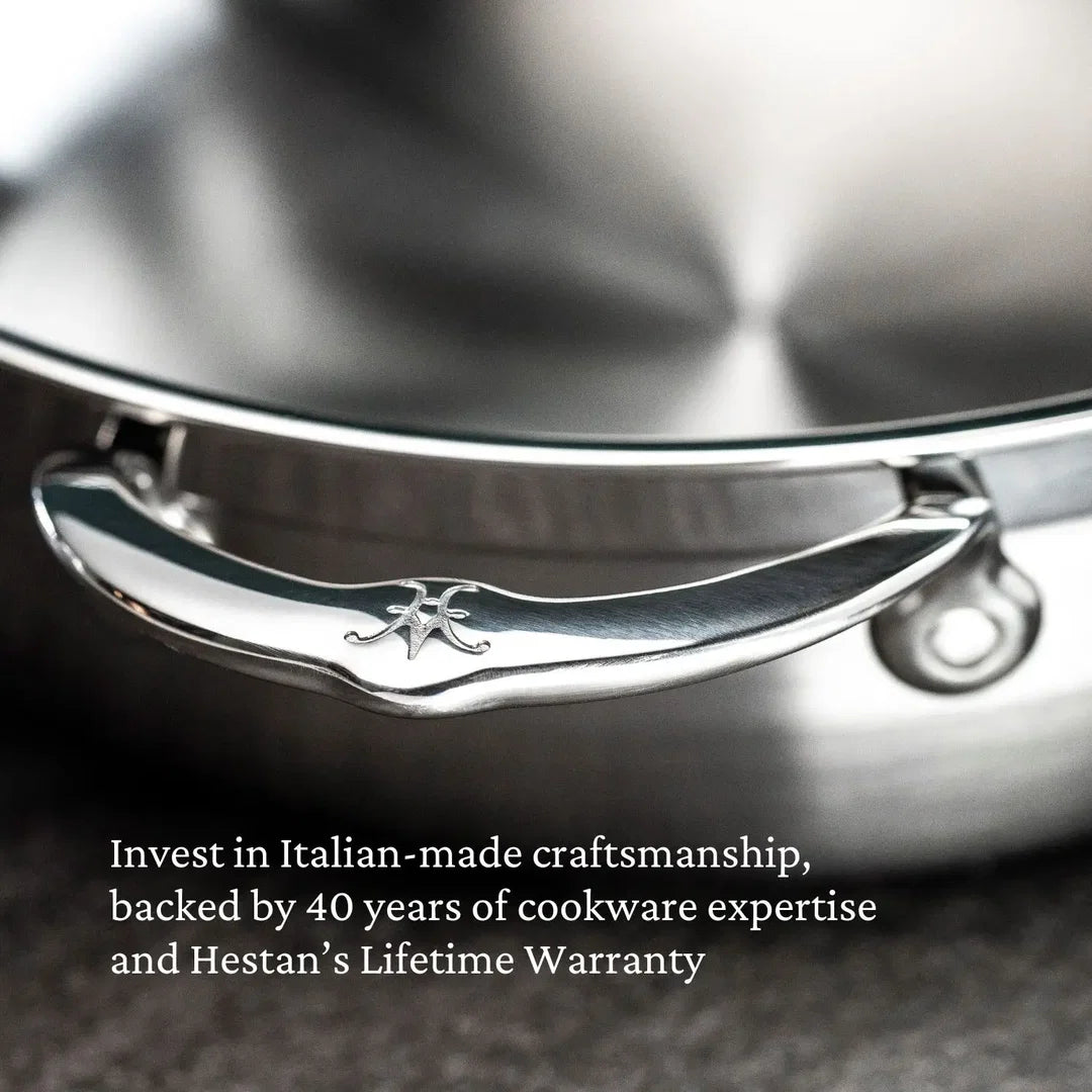 Hestan Probond Luxe Polished Clad Stainless Steel Wok with Dome Lid, 14-Inch