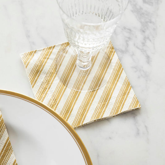 Hester & Cook Gold Peppermint Stripe Napkins - Marcel’s Culinary Experience