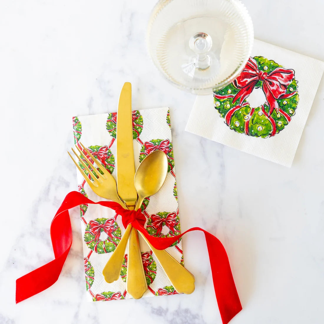 Holiday Wreath Cocktail Napkin