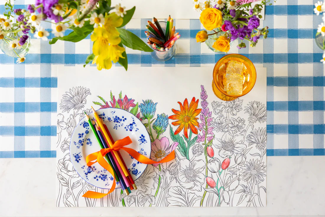 Hester and Cook Blue Painted Check Runner