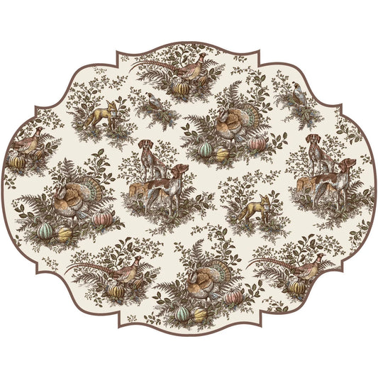 Hester & Cook Die-Cut Harvest Toile Frame Paper Placemats, Set of 12