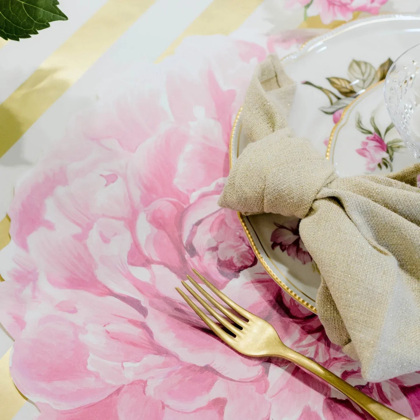 Hester & Cook Die-Cut Peony Placemat - Paper Placemats Set of 12