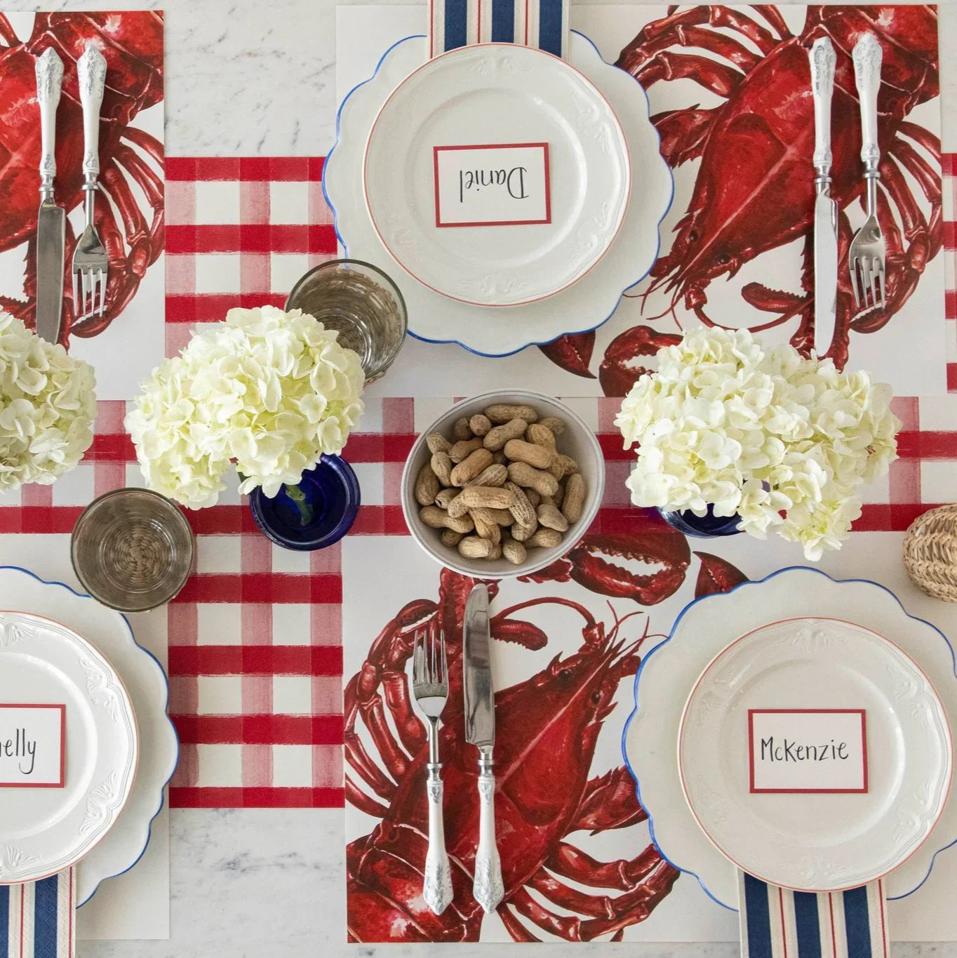 Hester & Cook Red Painted Check Runner