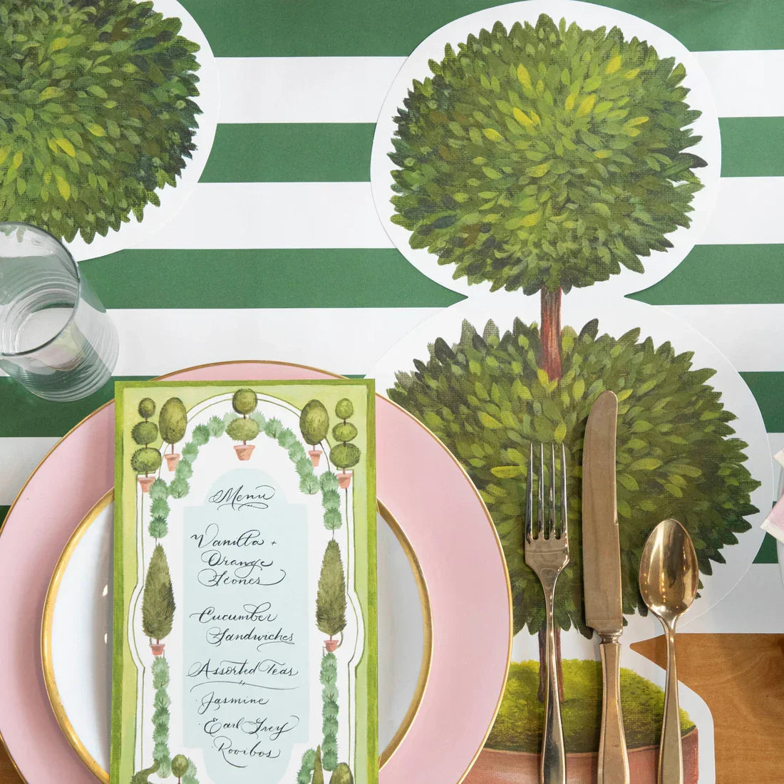 Hester & Cook Dark Green Classic Stripe Paper Runner - Marcel’s Culinary Experience