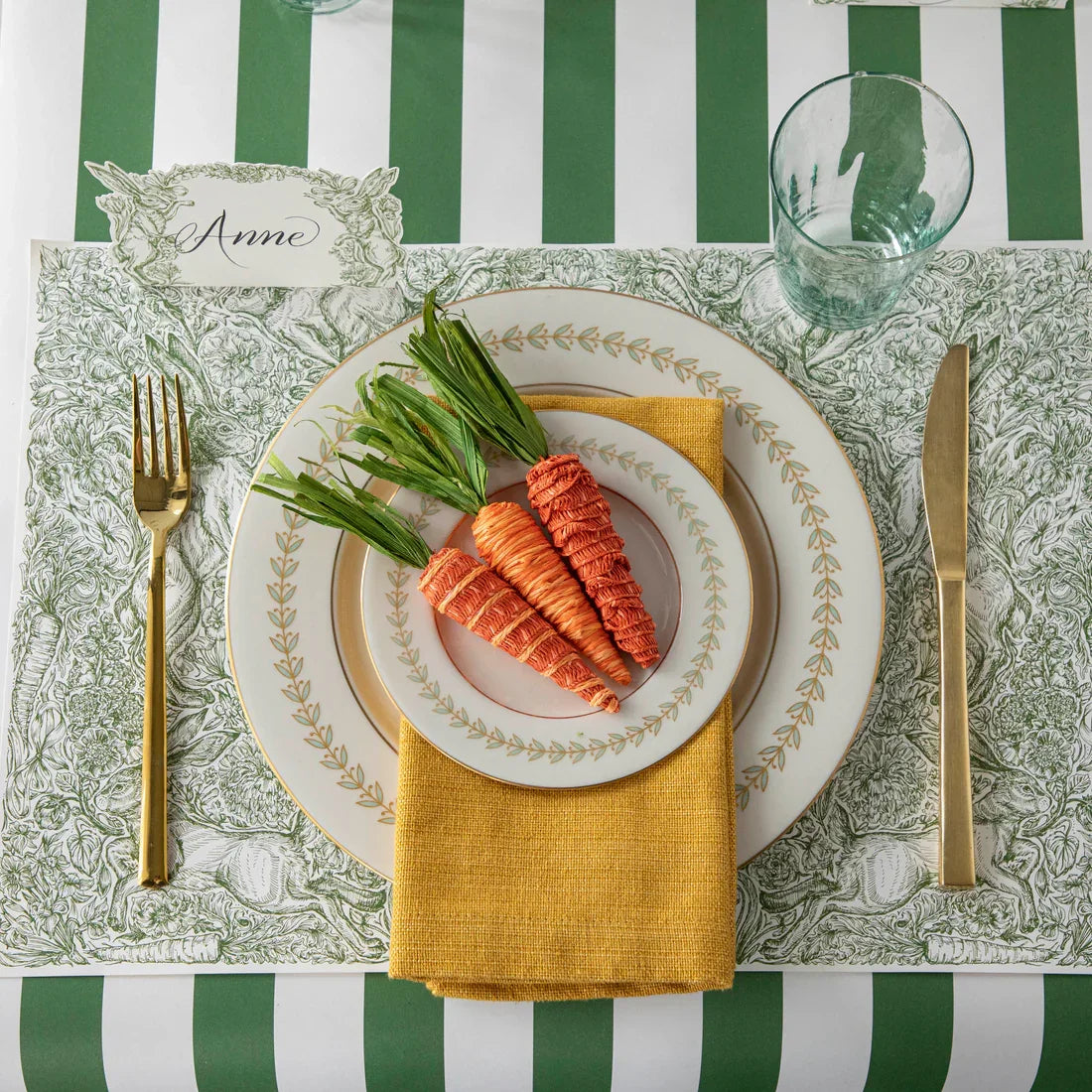 Hester & Cook Dark Green Classic Stripe Paper Runner - Marcel’s Culinary Experience