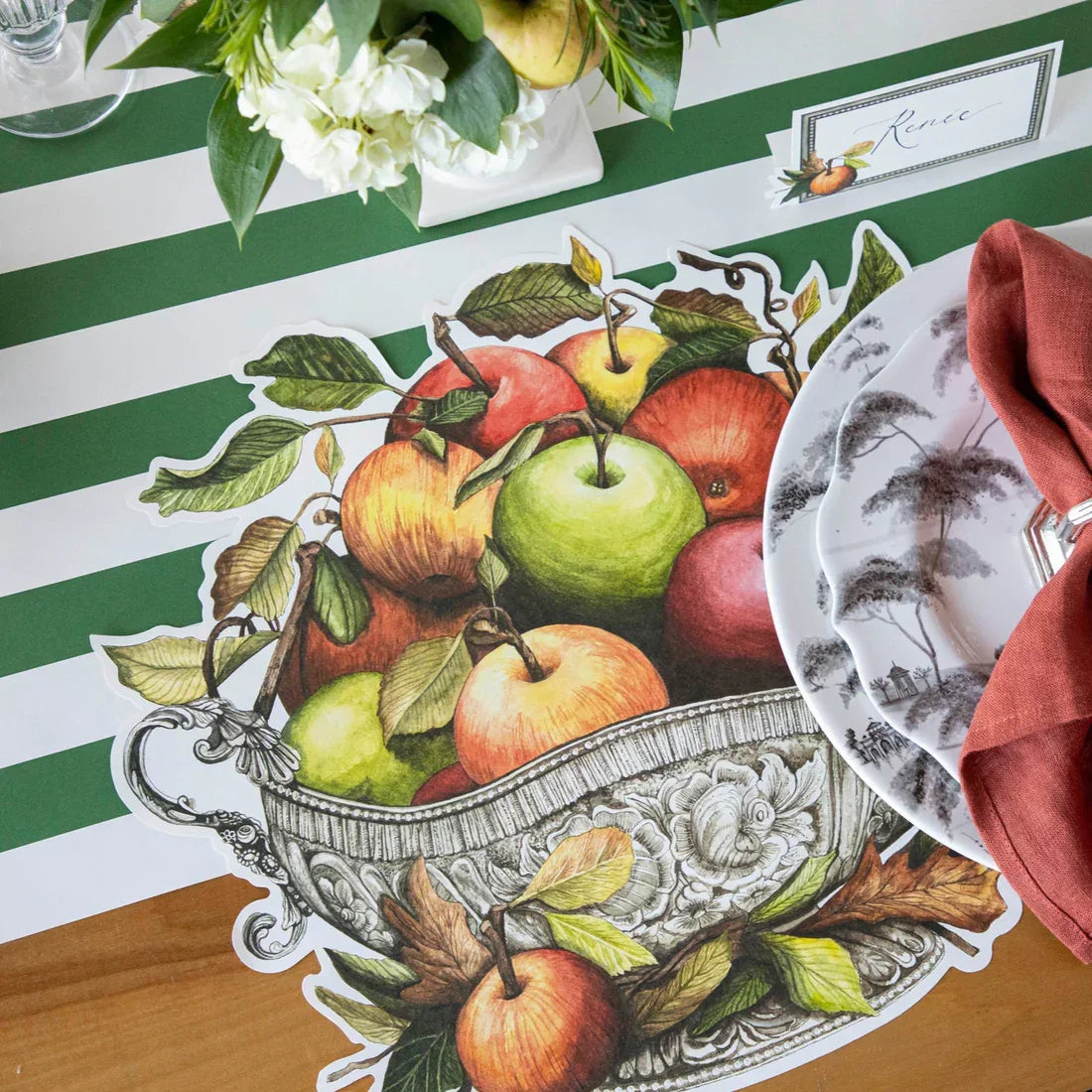 Hester & Cook Dark Green Classic Stripe Paper Runner - Marcel’s Culinary Experience