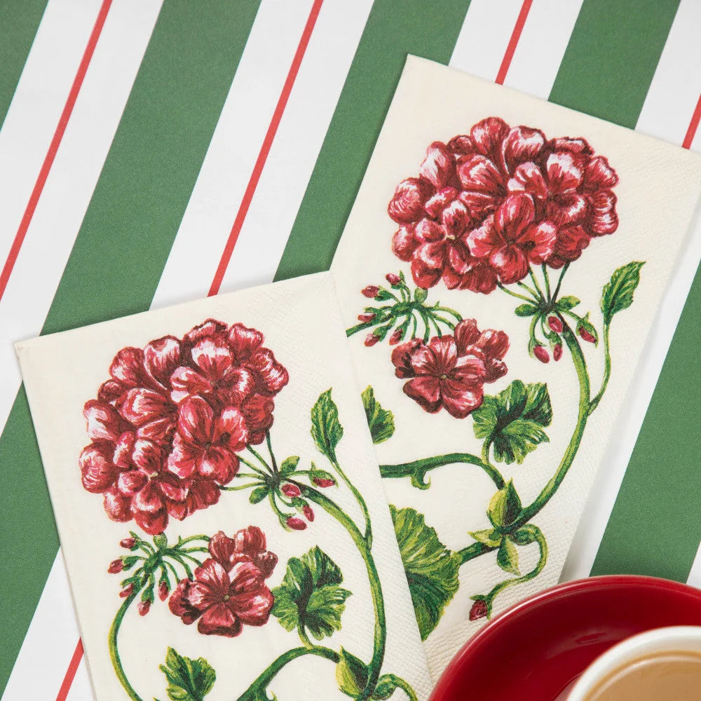 Hester & Cook Green & Red Awning Stripe Paper Table Runner