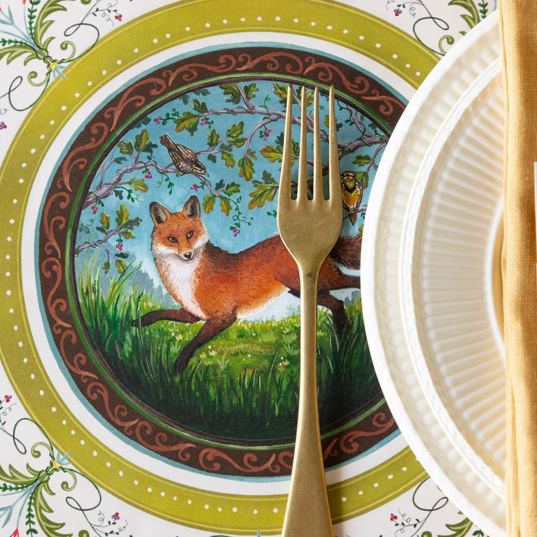 Hester and Cook Die-cut Fanciful Fox China Placemat