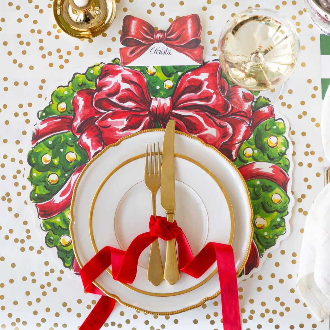Hester and Cook Die-cut Holiday Wreath Placemat