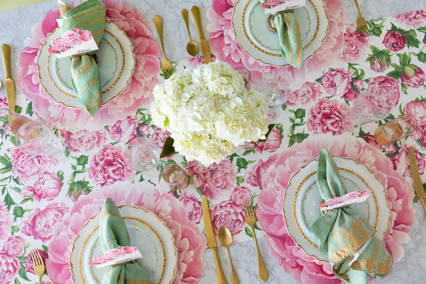 Hester & Cook Die-Cut Peony Placemat - Paper Placemats Set of 12