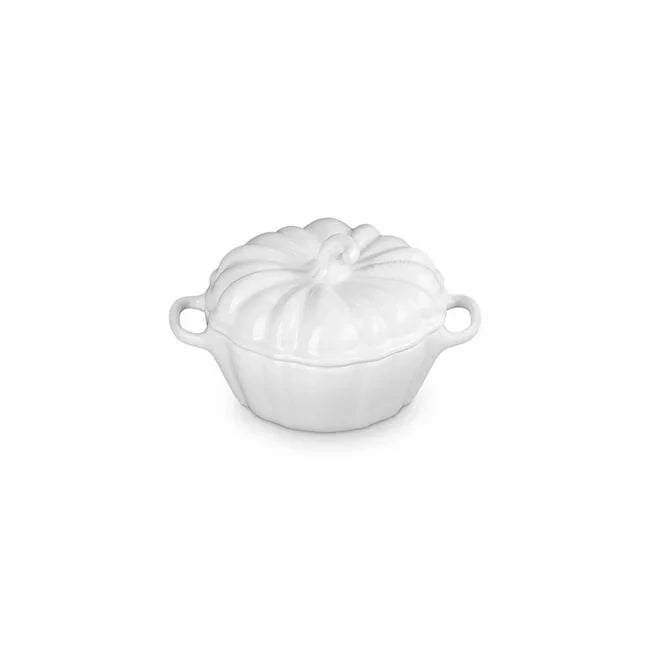 Le Creuset Pumpkin Mini Cocotte 12 oz - White | Enameled Cast Iron