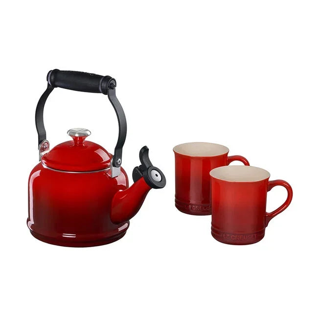 Le Creuset Demi Kettle and Mugs Set - Cerise