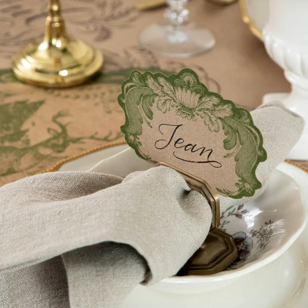 Hester & Cook Napkin Ring with Place Card Holder Brass - Marcel’s Culinary Experience