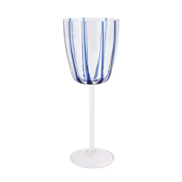 Vietri Nuovo Stripe Blue Wine Glass - Marcel’s Culinary Experience