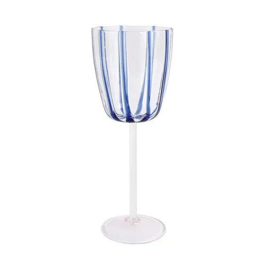 Vietri Nuovo Stripe Blue Wine Glass - Marcel’s Culinary Experience