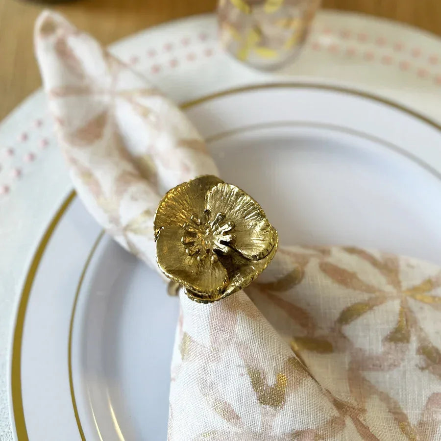 Bodrum Poppy Flower Gold Napkin Ring - Marcel’s Culinary Experience