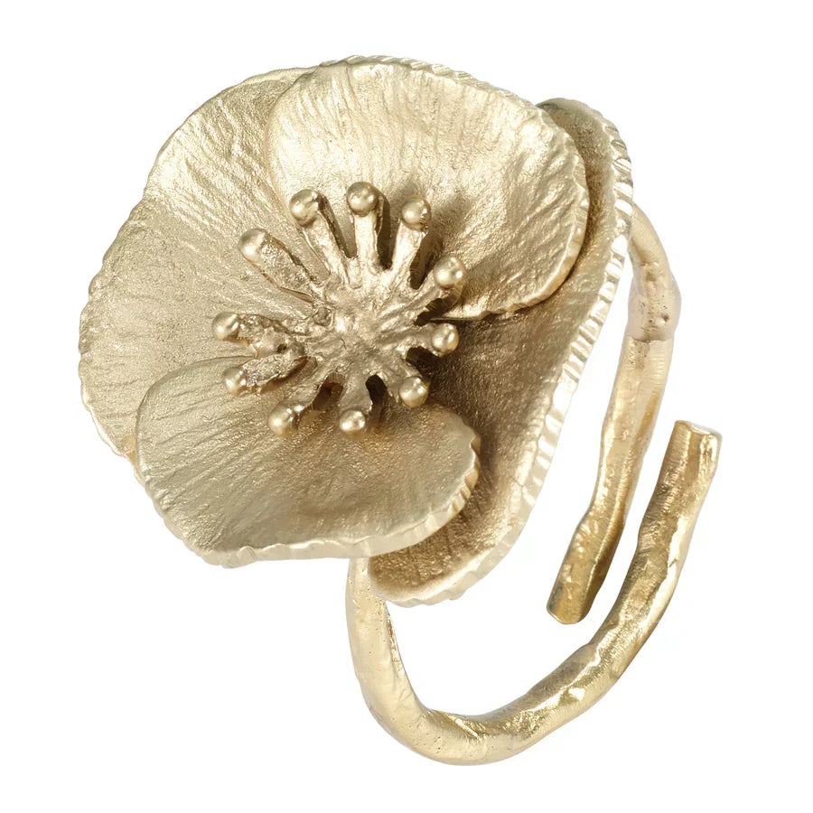 Bodrum Poppy Flower Gold Napkin Ring - Marcel’s Culinary Experience