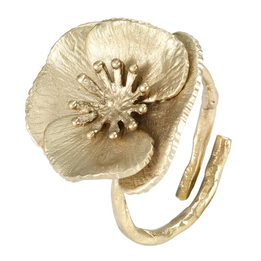 Bodrum Poppy Flower Gold Napkin Ring - Marcel’s Culinary Experience