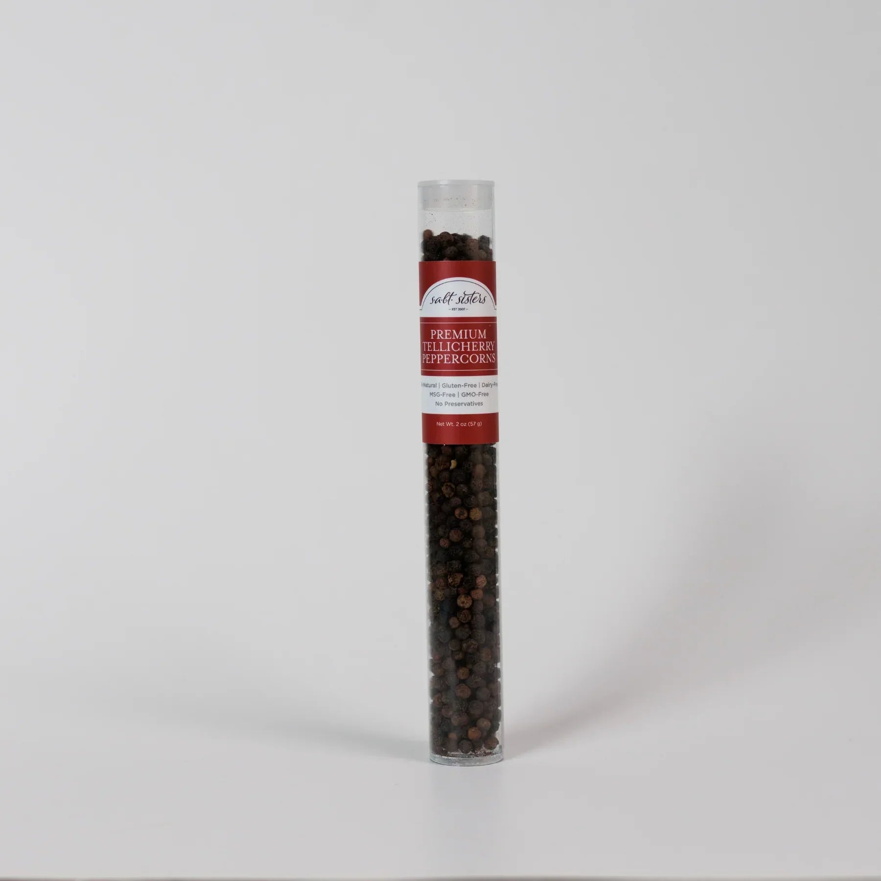 Salt Sisters Premium Tellicherry Peppercorns Tube 2 oz - Marcel’s Culinary Experience