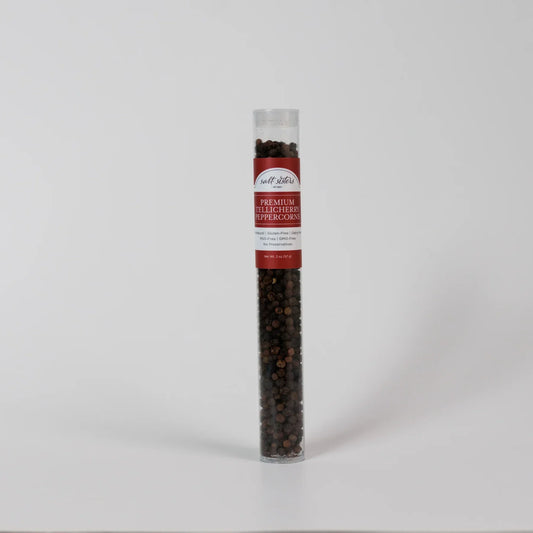 Salt Sisters Premium Tellicherry Peppercorns Tube 2 oz - Marcel’s Culinary Experience