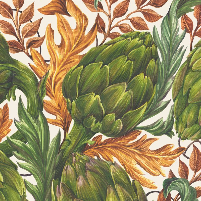 Hester & Cook Autumnal Artichokes Cocktail Napkin