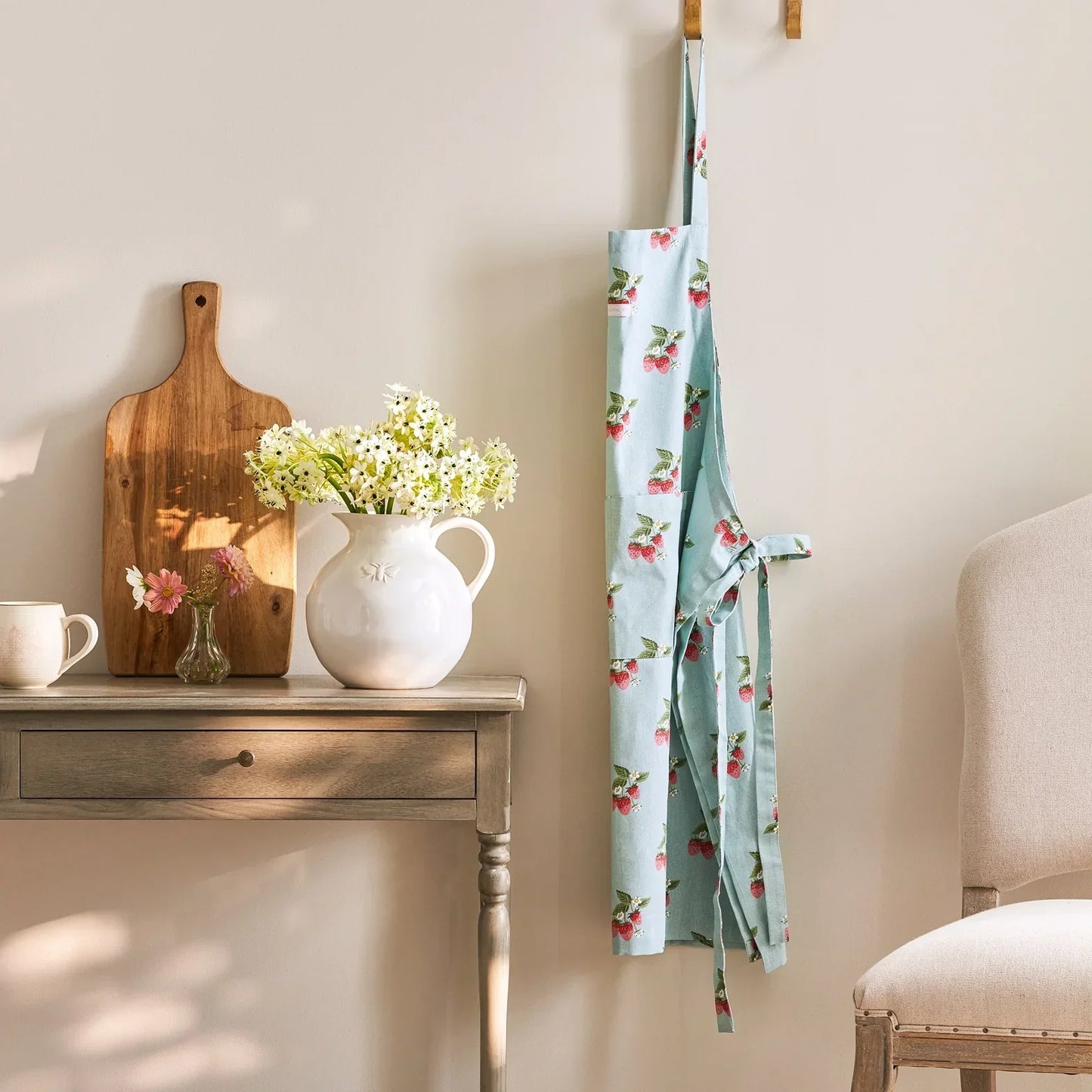 Sophie Allport Strawberries Blue Adult Apron - Marcel’s Culinary Experience